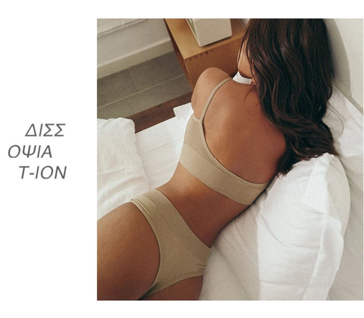 Conjunto de sutiã sem costura feminino sexy tanga