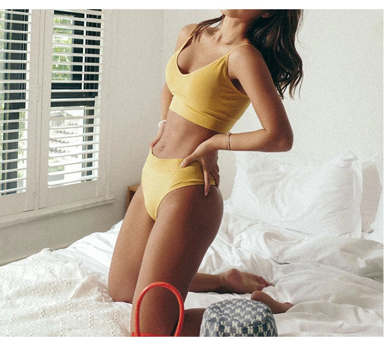 Conjunto de sutiã sem costura feminino sexy tanga