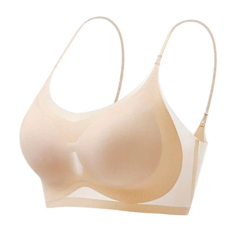 Sutiã push-up sexy feminino sem costura ultrafino de seda gelada