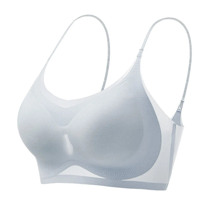 Sutiã push-up sexy feminino sem costura ultrafino de seda gelada