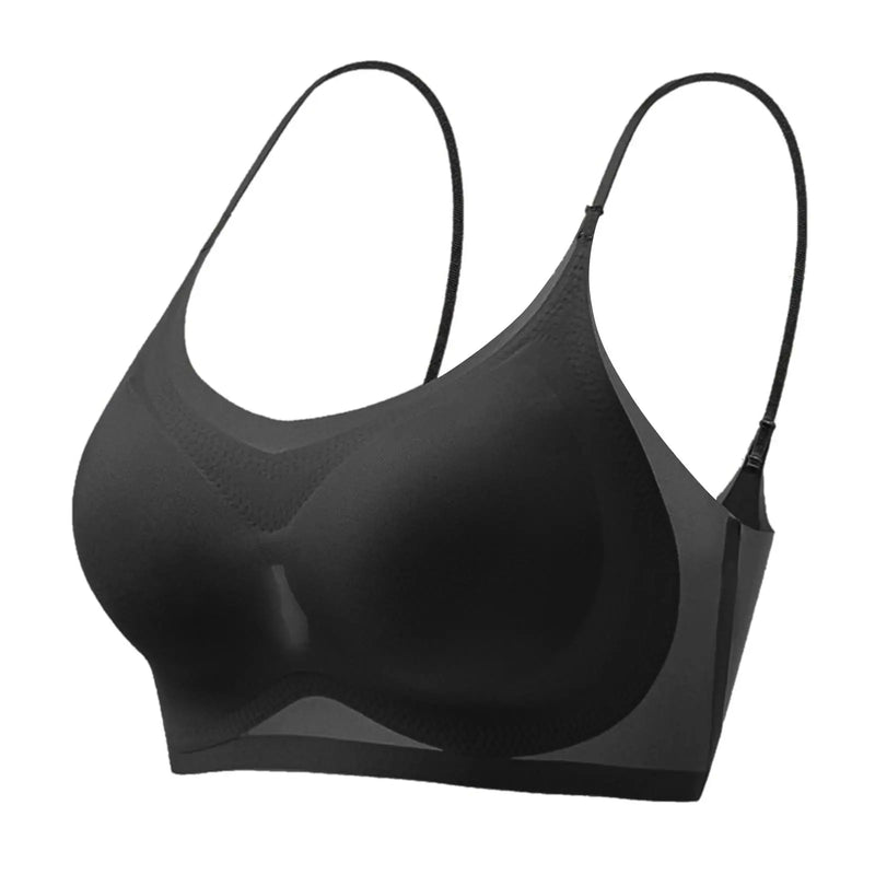 Sutiã push-up sexy feminino sem costura ultrafino de seda gelada